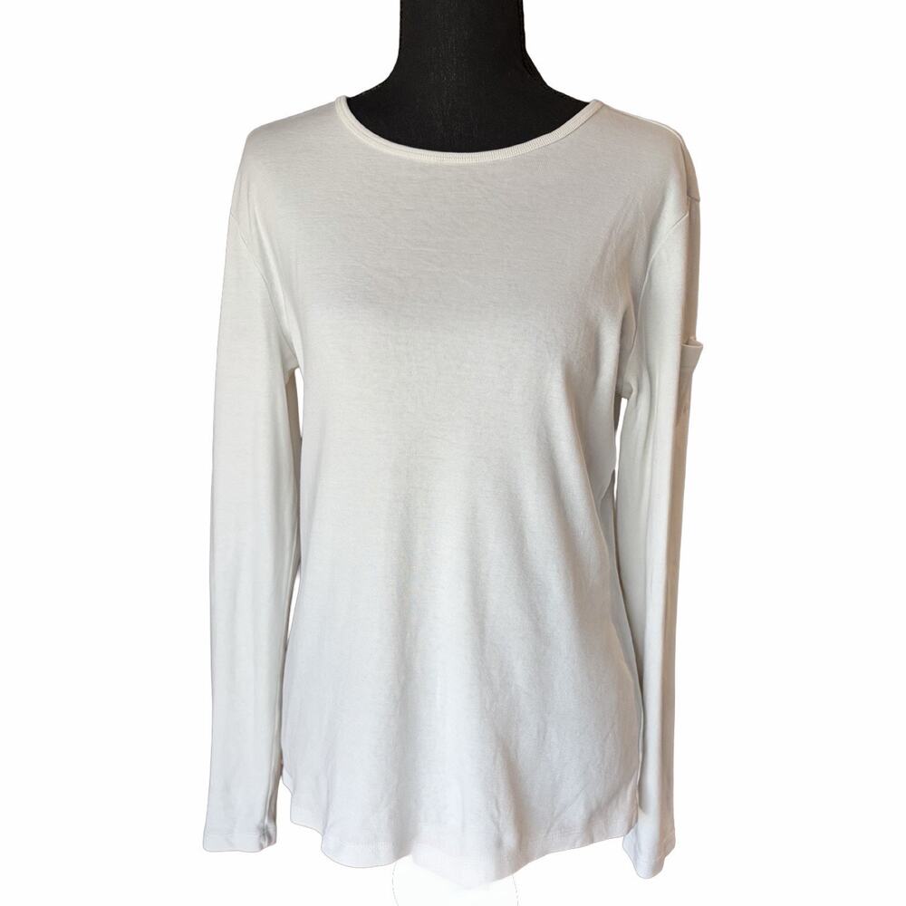 Lauren Ralph Lauren White Long Sleeve Cotton Top Pocket Sleeve Women’s L